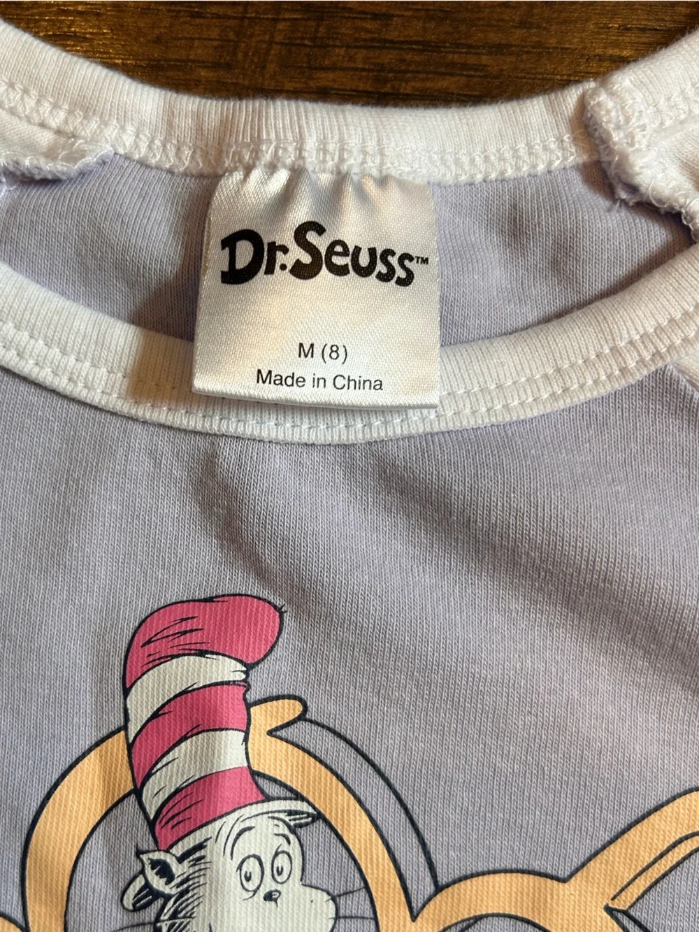 Dr. Seuss Lavender Tee with Pink, Yellow and White Graphic